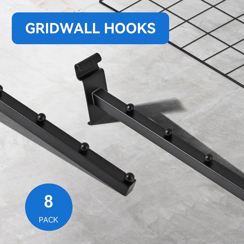 POKOTO 6 Ball Waterfall for Grid Wall and Wire Grid Wall Hangers Gridwall Hooks for Displaying Grid Wall Accessories Clothing Retail Shirt Housewares Rack Vendor Events (8, Black) - Image 2